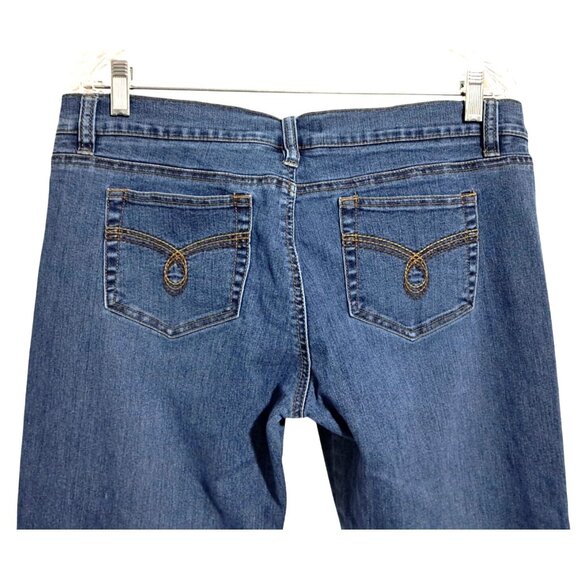 Y2K Roxy Low Rise Stretch Flare Jeans Double Fabric Heart + Heart Button Sz13 Ea - Picture 4 of 8